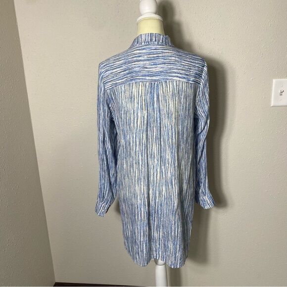 Nanette by Nanette Lapore Blue Striped Button Front Tunic Blouse Women's Size M - Picture 13 of 16